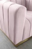 Marlon Velvet Chair - Luxurious Comfort with Channel Tufting and Elegant Brushed Gold Base Design