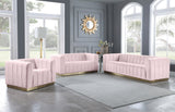 Marlon Velvet Chair - Luxurious Comfort with Channel Tufting and Elegant Brushed Gold Base Design