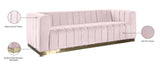 Marlon Velvet Sofa - Luxurious Channel Tufted Seating with Brushed Gold Base for Modern Elegance