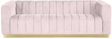 Marlon Velvet Sofa - Luxurious Channel Tufted Seating with Brushed Gold Base for Modern Elegance
