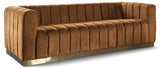Marlon Saddle Velvet Sofa - Luxe Comfort with Deep Channel Tufting & Stunning Gold Base Design
