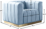Marlon Velvet Chair - Luxurious Comfort with Channel Tufting and Elegant Brushed Gold Base Design