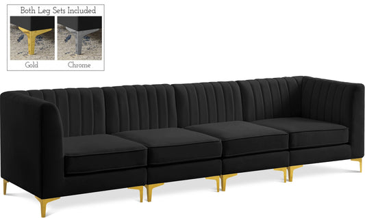 Alina Velvet Modular Sofa - Modern Deep Channel Tufted Design for Customizable Comfort & Style