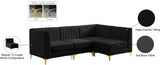 Alina Velvet Modular Sectional Sofa: Contemporary Design with Deep Channel Tufting for Comfort
