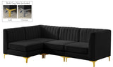 Alina Velvet Modular Sectional Sofa: Contemporary Design with Deep Channel Tufting for Comfort