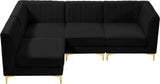 Alina Velvet Modular Sectional Sofa: Contemporary Design with Deep Channel Tufting for Comfort