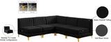 Alina Velvet Modular Sectional Sofa: Contemporary Design with Deep Channel Tufting for Comfort