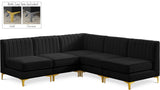 Alina Velvet Modular Sectional Sofa: Contemporary Design with Deep Channel Tufting for Comfort