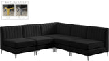 Alina Velvet Modular Sectional Sofa: Contemporary Design with Deep Channel Tufting for Comfort