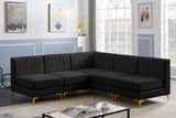 Alina Velvet Modular Sectional Sofa: Contemporary Design with Deep Channel Tufting for Comfort