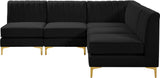 Alina Velvet Modular Sectional Sofa: Contemporary Design with Deep Channel Tufting for Comfort