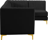 Alina Velvet Modular Sectional Sofa: Contemporary Design with Deep Channel Tufting for Comfort