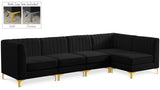 Alina Velvet Modular Sectional Sofa: Contemporary Design with Deep Channel Tufting for Comfort
