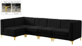 Alina Velvet Modular Sectional Sofa: Contemporary Design with Deep Channel Tufting for Comfort