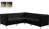 Alina Velvet Modular Sectional Sofa: Contemporary Design with Deep Channel Tufting for Comfort