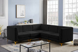Alina Velvet Modular Sectional Sofa: Contemporary Design with Deep Channel Tufting for Comfort