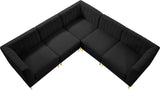 Alina Velvet Modular Sectional Sofa: Contemporary Design with Deep Channel Tufting for Comfort