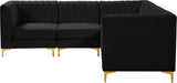 Alina Velvet Modular Sectional Sofa: Contemporary Design with Deep Channel Tufting for Comfort