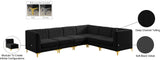 Alina Velvet Modular Sectional Sofa: Contemporary Design with Deep Channel Tufting for Comfort
