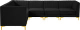 Alina Velvet Modular Sectional Sofa: Contemporary Design with Deep Channel Tufting for Comfort