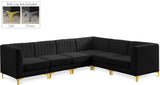 Alina Velvet Modular Sectional Sofa: Contemporary Design with Deep Channel Tufting for Comfort