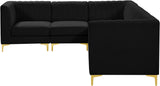 Alina Velvet Modular Sectional Sofa: Contemporary Design with Deep Channel Tufting for Comfort