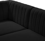 Alina Velvet Modular Sectional Sofa: Contemporary Design with Deep Channel Tufting for Comfort