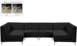 Alina Velvet Modular Sectional Sofa: Contemporary Design with Deep Channel Tufting for Comfort
