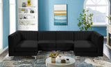 Alina Velvet Modular Sectional Sofa: Contemporary Design with Deep Channel Tufting for Comfort