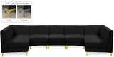 Alina Velvet Modular Sectional Sofa: Contemporary Design with Deep Channel Tufting for Comfort
