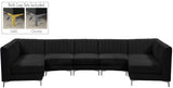 Alina Velvet Modular Sectional Sofa: Contemporary Design with Deep Channel Tufting for Comfort