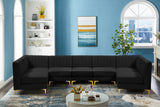 Alina Velvet Modular Sectional Sofa: Contemporary Design with Deep Channel Tufting for Comfort