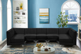 Alina Velvet Modular Sectional Sofa: Contemporary Design with Deep Channel Tufting for Comfort