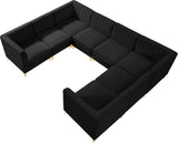 Alina Velvet Modular Sectional Sofa: Contemporary Design with Deep Channel Tufting for Comfort