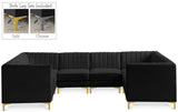 Alina Velvet Modular Sectional Sofa: Contemporary Design with Deep Channel Tufting for Comfort