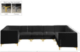 Alina Velvet Modular Sectional Sofa: Contemporary Design with Deep Channel Tufting for Comfort