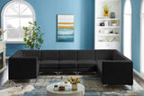 Alina Velvet Modular Sectional Sofa: Contemporary Design with Deep Channel Tufting for Comfort
