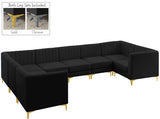 Alina Velvet Modular Sectional Sofa: Contemporary Design with Deep Channel Tufting for Comfort