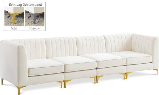 Alina Velvet Modular Sofa - Contemporary Design with Deep Channel Tufting for Ultimate Comfort