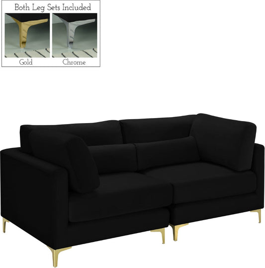Julia Contemporary Modular Sofa - Soft Velvet Comfort with Customizable Gold & Chrome Legs