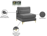 Julia Modular Armless Chair - Cozy Contemporary Design with Customizable Gold and Chrome Legs