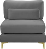 Julia Modular Armless Chair - Cozy Contemporary Design with Customizable Gold and Chrome Legs