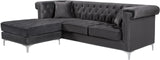 Damian Contemporary 2-Piece Reversible Sectional with Plush Seating and Stylish Chrome Accents