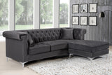 Damian Contemporary 2-Piece Reversible Sectional with Plush Seating and Stylish Chrome Accents