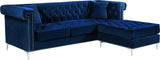 Damian Contemporary 2-Piece Reversible Sectional with Plush Seating and Stylish Chrome Accents