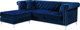 Damian Contemporary 2-Piece Reversible Sectional with Plush Seating and Stylish Chrome Accents