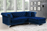 Damian Contemporary 2-Piece Reversible Sectional with Plush Seating and Stylish Chrome Accents