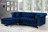 Damian Contemporary 2-Piece Reversible Sectional with Plush Seating and Stylish Chrome Accents