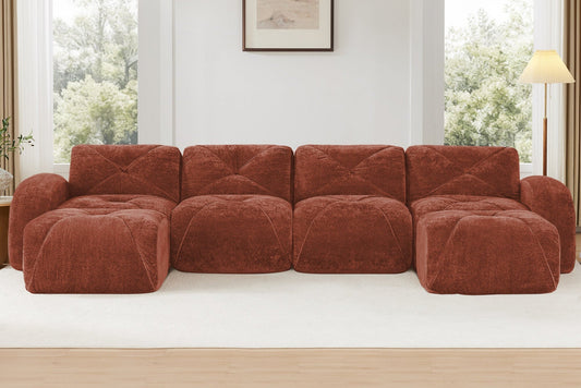 MYLO 140" 4-Seater Sofa with 2 Ottomans