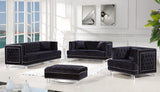 Lucas Acrylic Contemporary Chair with Tufted Velvet Upholstery and Elegant Nailhead Design